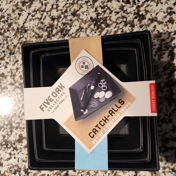 FIVE OAK CATCH-ALLS SET OF 3 NESTING TRAYS - Picture 1 of 3